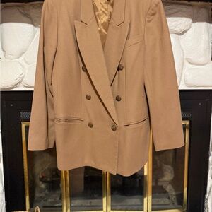 Classic Tan Double-Breasted Women's Blazer